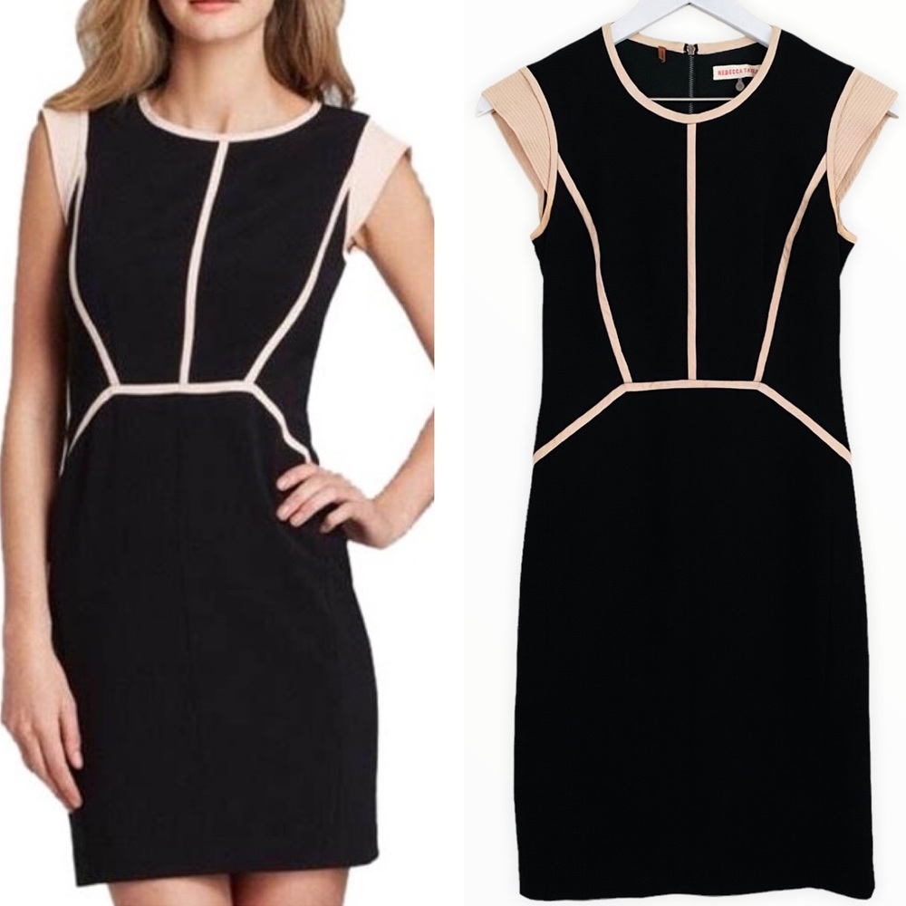 Rebecca Taylor Black Classic Cap Sleeve Sheath Dress Size 0